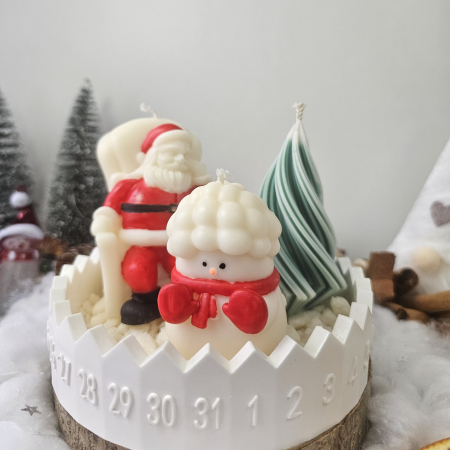 Set decorativ „Crăciun în miniatură” – trio din ceară pe suport ceramic [1]