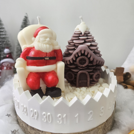 Set decorativ Crăciun – Moș și brad ciocolatiu pe suport ceramic numerotat [1]