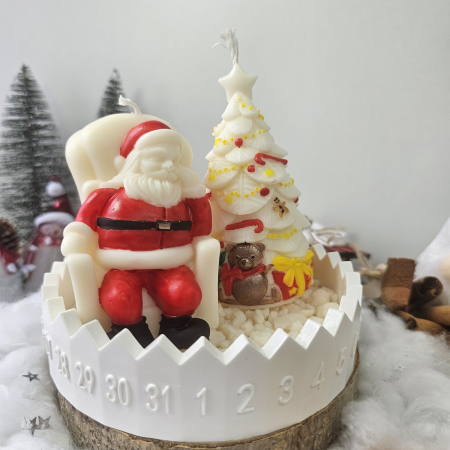 Set decorativ Crăciun – Moș și brad pe suport ceramic numerotat - pictat manual [4]