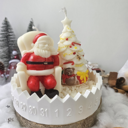 Set decorativ Crăciun – Moș și brad pe suport ceramic numerotat - pictat manual [3]