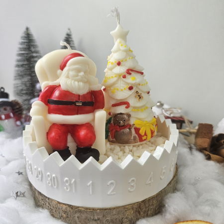 Set decorativ Crăciun – Moș și brad pe suport ceramic numerotat - pictat manual [2]