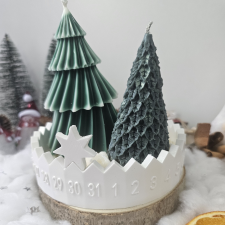 Set decorativ „Farmec de iarnă” – ceară naturală & suport ceramic handmade [3]