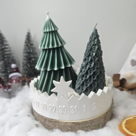 Set decorativ „Farmec de iarnă” – ceară naturală & suport ceramic handmade [1]