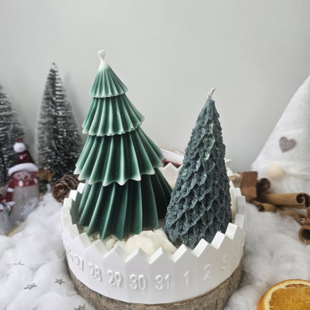 Set decorativ „Farmec de iarnă” – ceară naturală & suport ceramic handmade [7]