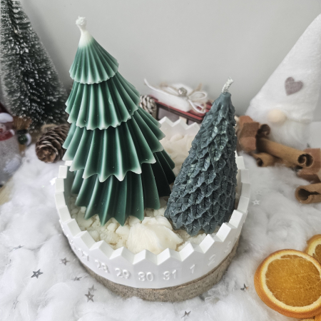 Set decorativ „Farmec de iarnă” – ceară naturală & suport ceramic handmade [6]