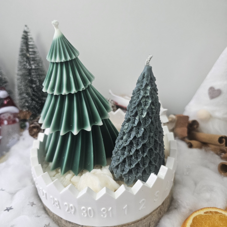 Set decorativ „Farmec de iarnă” – ceară naturală & suport ceramic handmade [4]