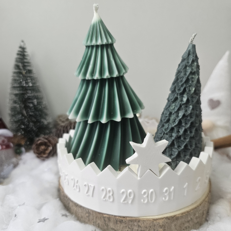 Set decorativ „Farmec de iarnă” – ceară naturală & suport ceramic handmade [2]