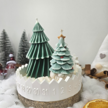 Set decorativ „Gnom și Brăduț de iarnă” – ceară naturală & suport ceramic numerotat [1]