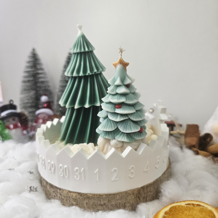 Set decorativ „Gnom și Brăduț de iarnă” – ceară naturală & suport ceramic numerotat [5]