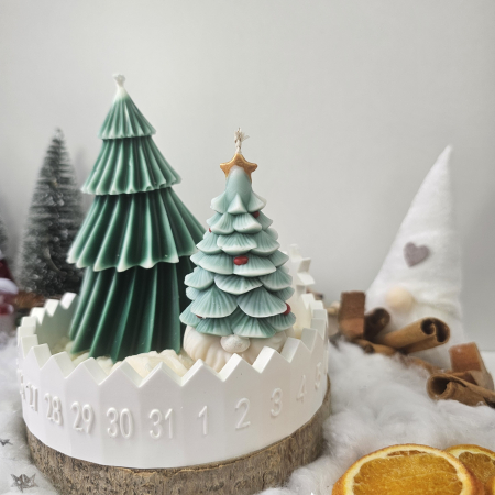 Set decorativ „Gnom și Brăduț de iarnă” – ceară naturală & suport ceramic numerotat [2]