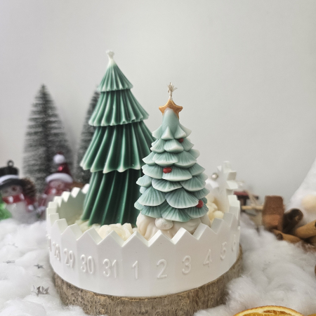 Set decorativ „Gnom și Brăduț de iarnă” – ceară naturală & suport ceramic numerotat [7]