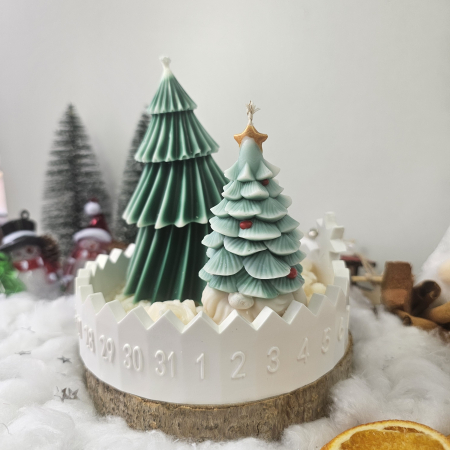 Set decorativ „Gnom și Brăduț de iarnă” – ceară naturală & suport ceramic numerotat [4]