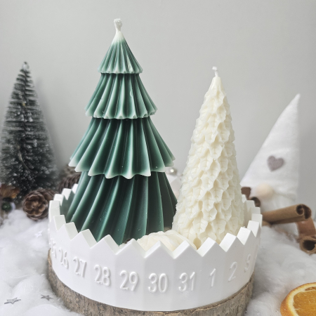 Seturi cadou - Set decorativ „Magia contrastului” – ceară naturală & suport ceramic handmade