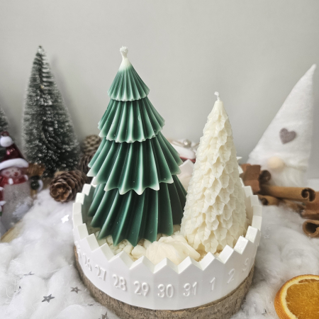 Set decorativ „Magia contrastului” – ceară naturală & suport ceramic handmade [2]