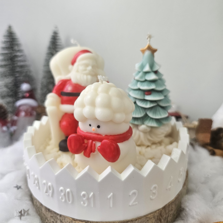 Set decorativ „Trio de sărbătoare” – ceară naturală & suport ceramic numerotat [1]