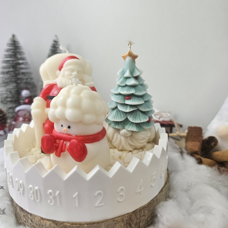 Set decorativ „Trio de sărbătoare” – ceară naturală & suport ceramic numerotat [6]