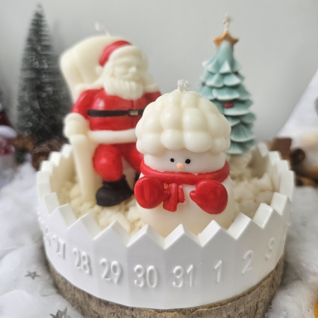 Set decorativ „Trio de sărbătoare” – ceară naturală & suport ceramic numerotat [3]