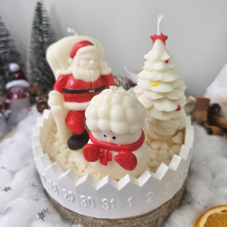 Set decorativ „Trio festiv” – ceară naturală & suport ceramic numerotat [2]