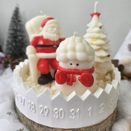 Set decorativ „Trio festiv” – ceară naturală & suport ceramic numerotat [4]