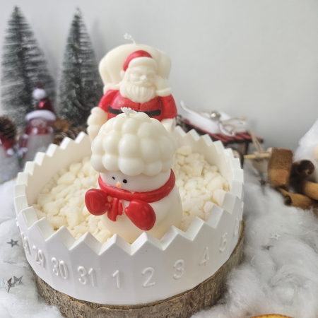 Set festiv – Moș Crăciun și om de zăpadă pe suport rotund cu calendar 1–31 [3]