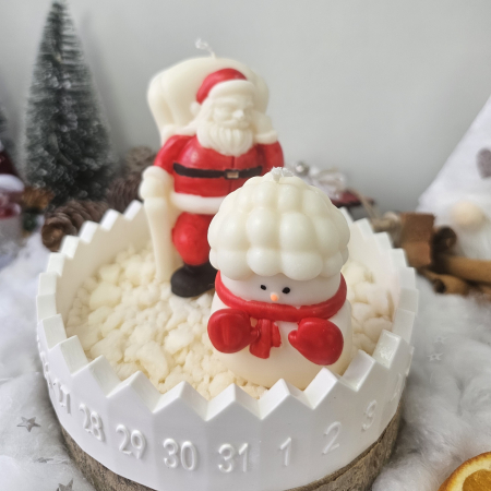 Set festiv – Moș Crăciun și om de zăpadă pe suport rotund cu calendar 1–31 [2]
