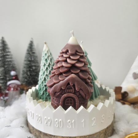 Set handmade Crăciun – Căsuța din pădure și brazii magici pe suport ceramic numerotat [4]