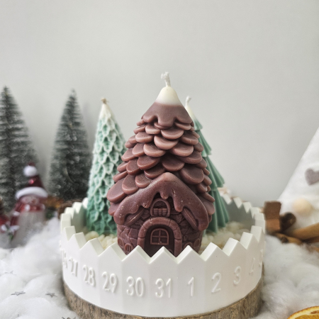 Set handmade Crăciun – Căsuța din pădure și brazii magici pe suport ceramic numerotat [3]