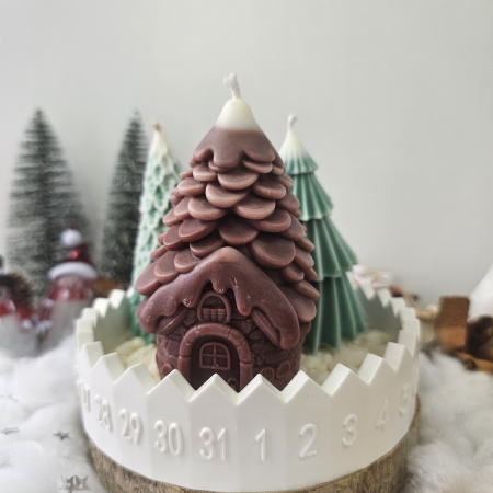 Set handmade Crăciun – Căsuța din pădure și brazii magici pe suport ceramic numerotat [5]