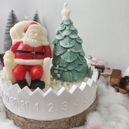 Set handmade de iarnă – Moș și brad pe bază ceramică cu aromă festivă [1]