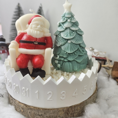 Seturi cadou - Set handmade de iarnă – Moș și brad pe bază ceramică cu aromă festivă