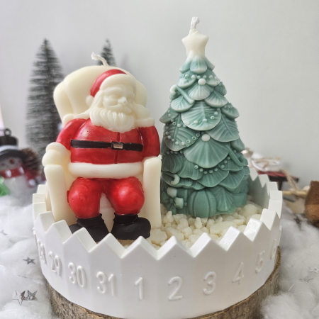 Set handmade de iarnă – Moș și brad pe bază ceramică cu aromă festivă [3]