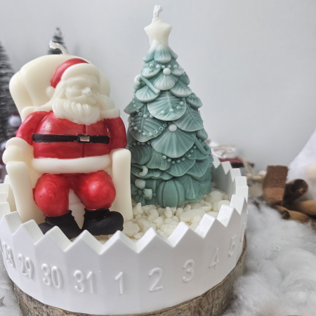 Set handmade de iarnă – Moș și brad pe bază ceramică cu aromă festivă [2]