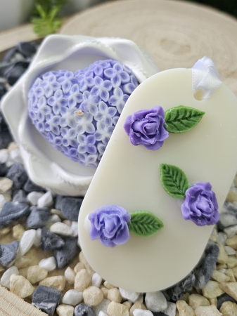 Set Lumanare & Odorizant Bloom – Eleganta Florala cu Trandafir Akito & Iasomie – handmade, wax melts, ceara de soia 100% naturala, ceara parfumata – 100g [2]