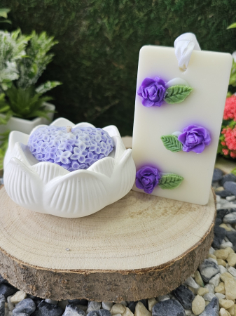 Set Lumanare & Odorizant Bloom – Eleganta Florala cu Trandafir Akito & Iasomie – handmade, wax melts, ceara de soia 100% naturala, ceara parfumata – 100g [5]