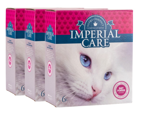Pisici - Nisip pisici Imperial Care Baby Powder - 3x6L