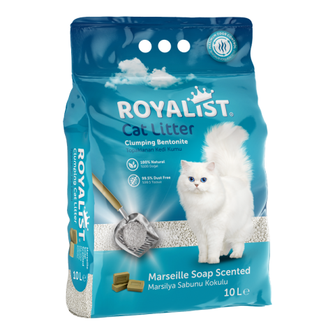 Bentonita - Așternut Nisip pentru Pisici Royalist Bentonita Marseille 5L - Control Eficient al Mirosului si Bulgari Rapizi