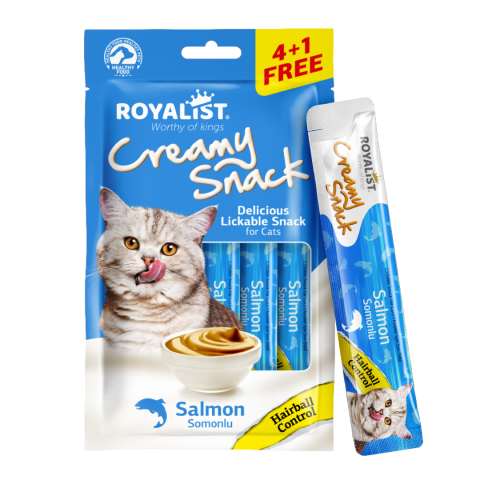 Hrana Umedă - Creamy Snack pentru Pisici Royalist cu Somon 5x15g - Recompensa Cremosa pentru Pisici