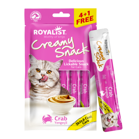 Hrana Umedă - Creamy Snack pentru Pisici Royalist Hairball Control 5x15g - Recompensa Cremosa pentru Controlul Ghemelor de Par