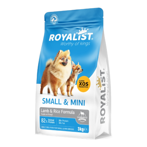 Hrana Uscată - Hrana Uscata pentru Caini Adult Mini Royalist Miel si Orez 3Kg - Cu Probiotice si Fara Coloranti
