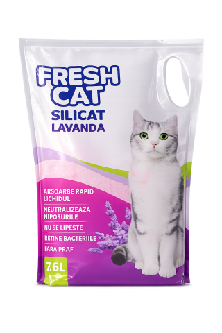Așternut igienic pentru pisici - NISIP SILICAT PISICA FRESH CAT 7.6L LAVANDA