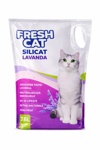 Nisip Silicat pentru Pisici FreshCat Lavanda 7.6L - Pachet Economic 4 Bucati cu Control Eficient al Mirosului [1]