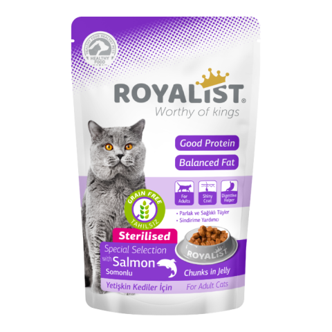 Hrana Umedă - Plic Hrana Umeda Grain Free pentru Pisici Sterilizate Royalist 85g - Hrana fara Cereale cu Gust Delicios