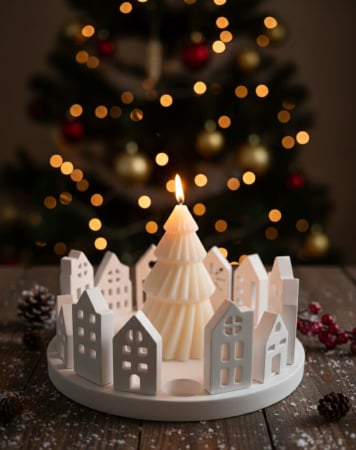 Decoratiuni ceramice - Decorațiune ceramică „Orășel alb”