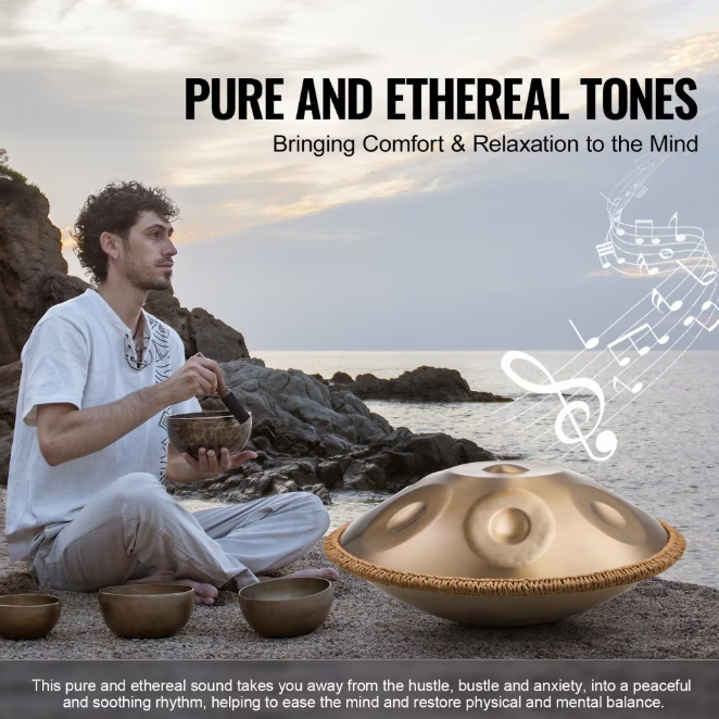 Handpan auriu cu 9 note și suport inclus – Sphagnum.ro [3]