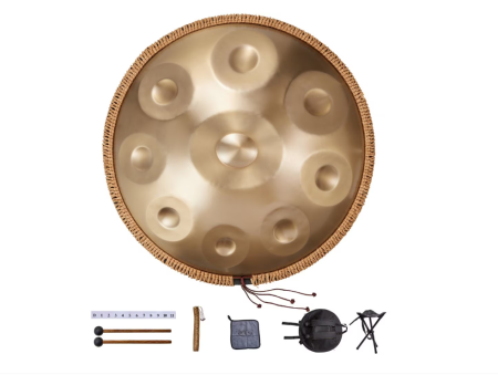 Produse pentru minte si suflet - Handpan auriu cu 9 note și suport inclus – Sphagnum.ro