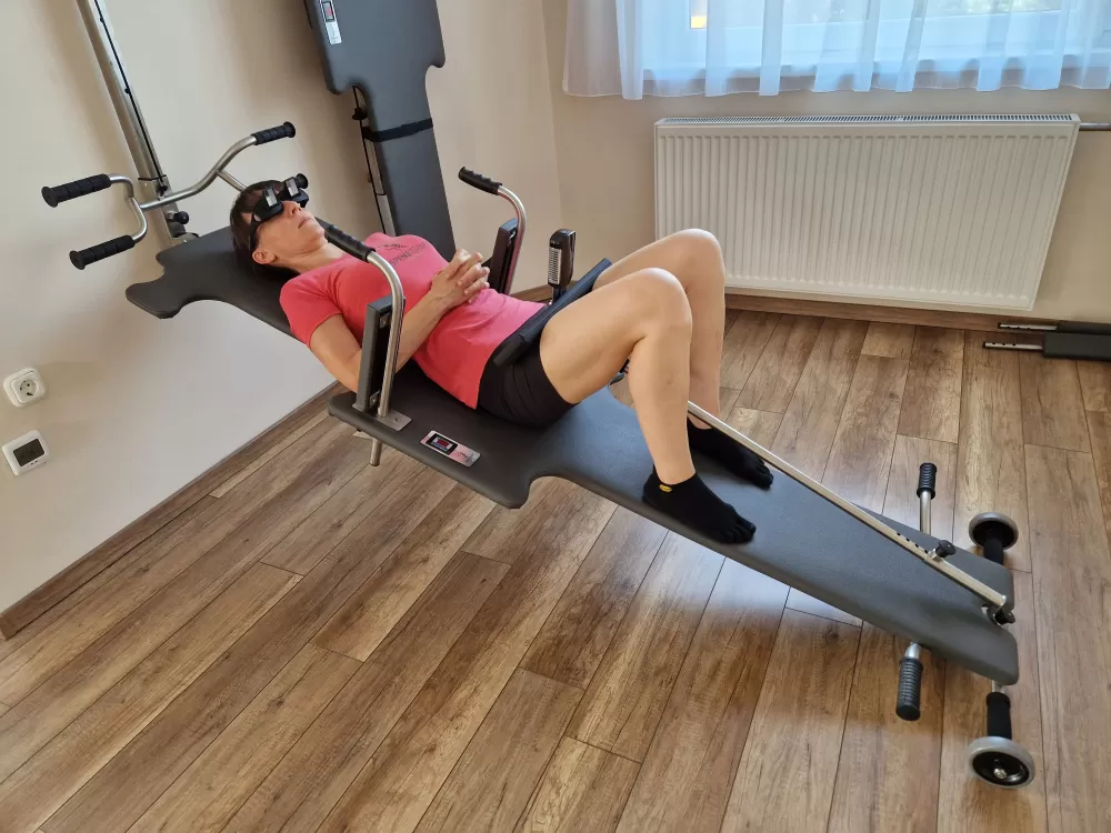 Bancă de elongație SPINE TRAINER SYSTEM 205 cm (cu mâner dublu de susținere, nuanță Maro Ciocolatiu) [2]