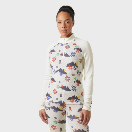 Base-layere femei - Tricou maneca lunga dama Helly Hansen Lifa Merino Midw Graphic Half-Zip