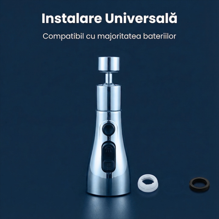 Aerator Pentru Robinet Chiuveta SUPER TRENDS®, Aerator Pentru Robinet Chiuveta Cu 3 Moduri Pulverizare Si Rotatie 360 Grade, Aerator Pentru Robinet Chiuveta Argintiu Cu Instalare Rapida, Economisire A [11]