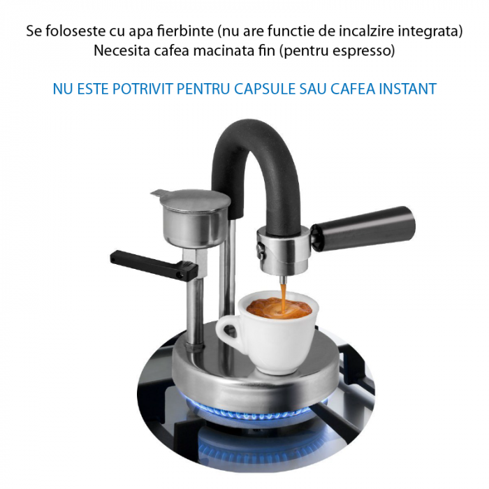 Aparat de Cafea Portabil Manual Premium SUPER TRENDS®, Din Otel Inoxidabil, Espressor Pentru Acasa, Birou, Picnic, Gri [2]