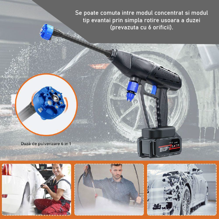 Aparat de Spalat cu Presiune SUPER TRENDS®, 2 Acumulatori 48V, Duza 6 in 1, 300W, 435 PSI, Negru | Albastru [9]